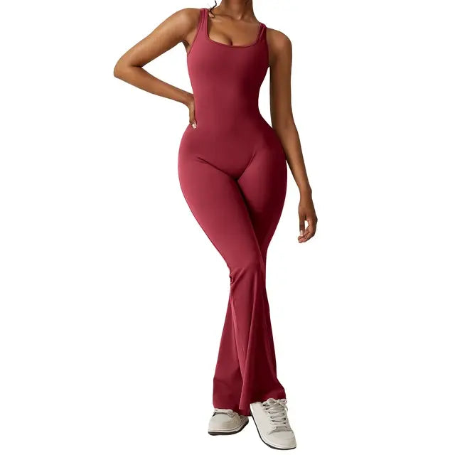 Backless Flare Pilates Bodysuit